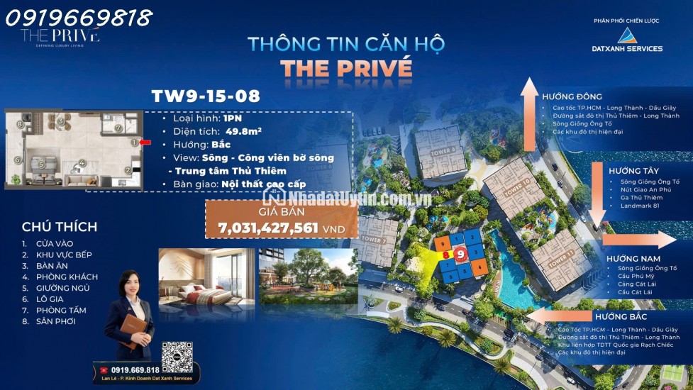 The Prive căn hộ hạng sang ba mặt giáp sông  trung tâm quận 2 chỉ 10% ký hợp đồng mua bán căn 1 phòng ngủ duy nhất